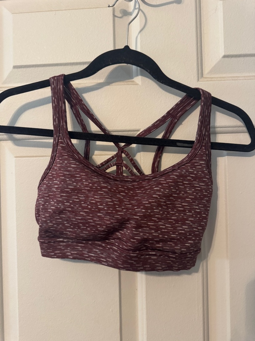 Prana Heathered Maroon Strappy Back Sports Bra